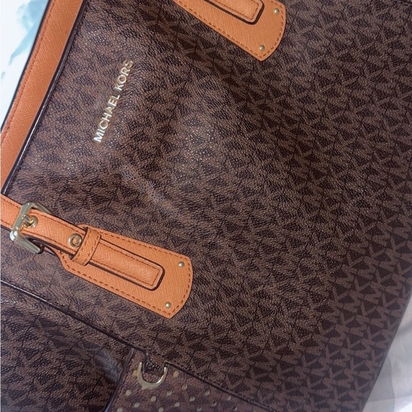 Michael Kors Brown and Tan Briefcase with Signature Monogram - Picture 1 of 2